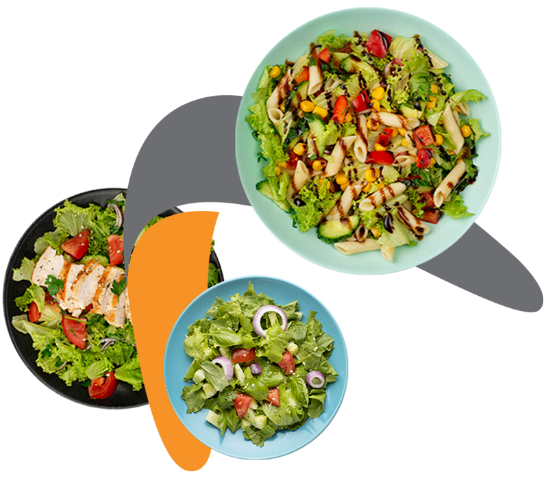 Imagen de ensaladas y otros alimentos saludables.